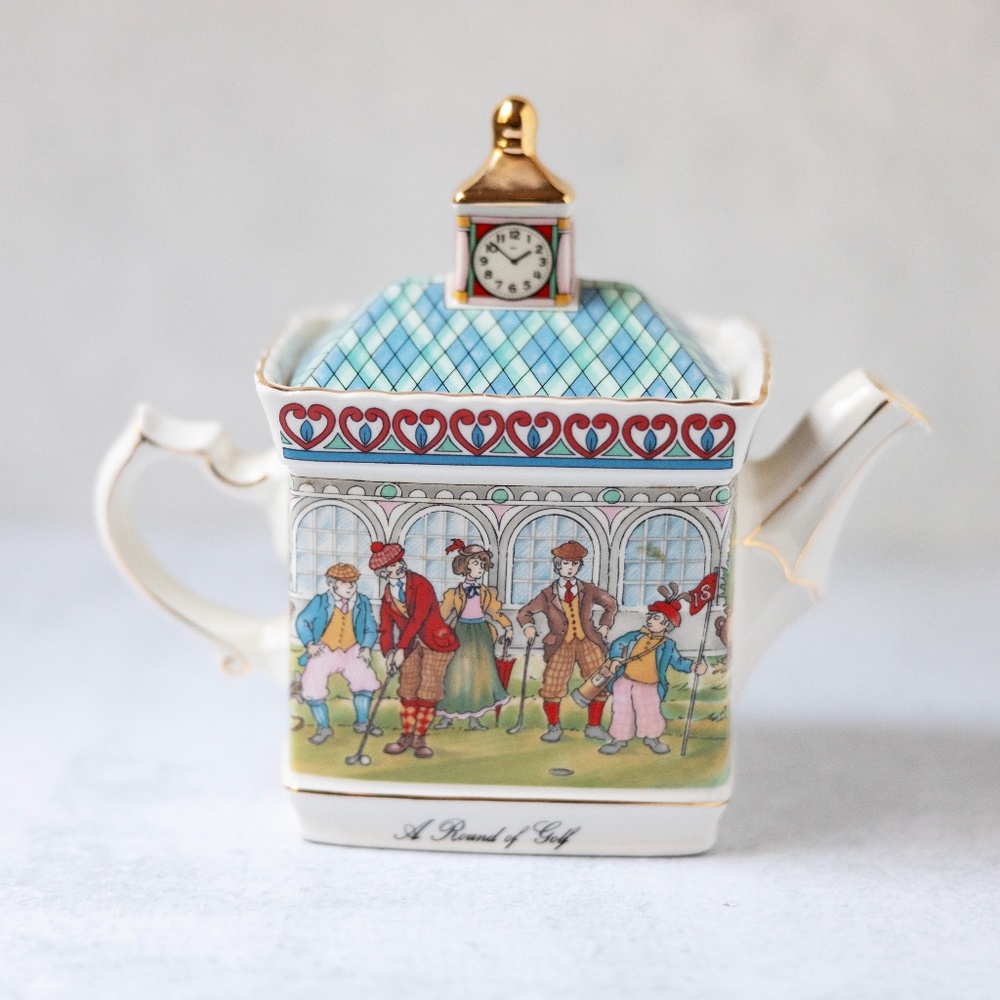 Vintage Windsor Rectangle Teapot - A Round Of Golf - Made In England by Sadler